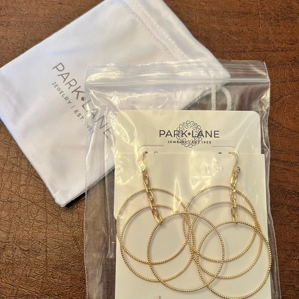 Park Lane TEMPO Multi-Hoop Dangling Gold Earrings, Featherlight, 3” Long, NWT
